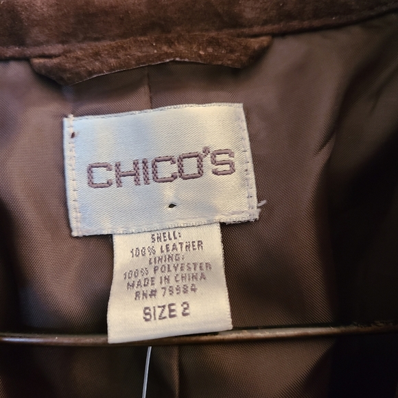 NWT Chico's Flagstaff Brown Leather Full-Zip Jacket in size 2/Large - Picture 4 of 8